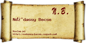 Nádassy Becse névjegykártya